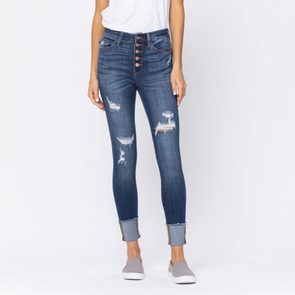 Judy Blue distressed Cuffed Jeans